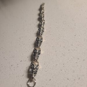 Edgy Silver Skull Bracelet